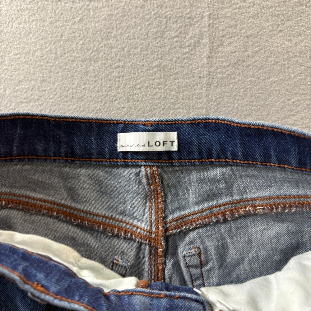 LOFT Jeans Womens 6/28 Blue The Super Flare High Rise Pintuck Seam Denim - Picture 6 of 9